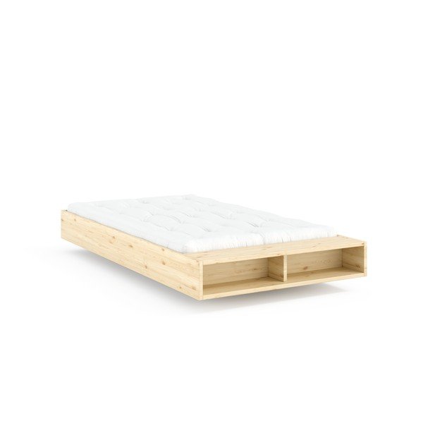 Letto singolo di colore naturale in pino massiccio senza testiera con rete inclusa 120x200 cm Merge – Karup-image-3