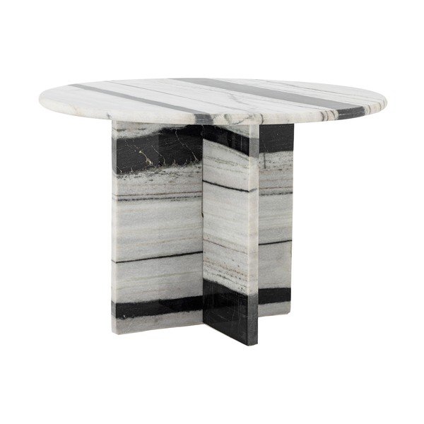Tavolino da salotto rotondo bianco e nero in marmo ø 61 cm Rosito – Bloomingville-image-4