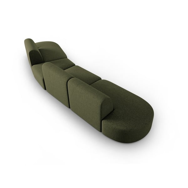 Divano verde con penisola a destra con rivestimento in ciniglia 428 cm Paolo – Milo Casa-image-3