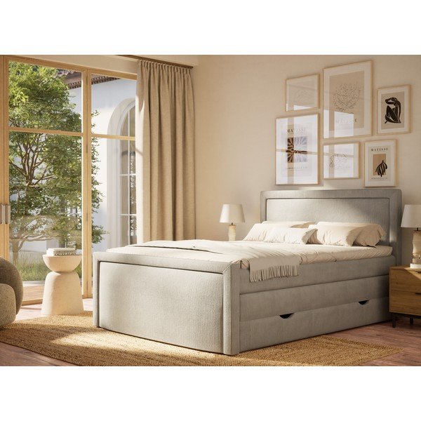 Letto boxspring grigio con contenitore 160x200 cm Fresco – Maison de Rêve-image-1