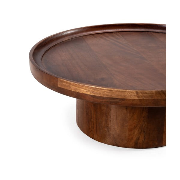 Tavolino da salotto rotondo marrone scuro in mango massiccio 80x80 cm Giselle – MOME-image-2