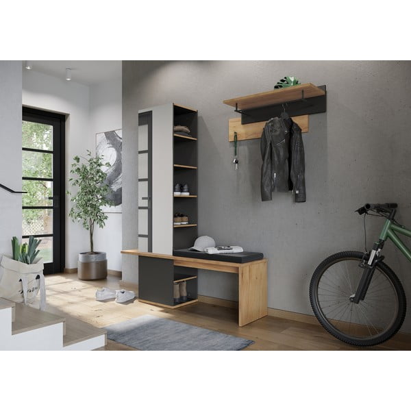 Set da corridoio grigio scuro con decoro in rovere - Germania-image-4