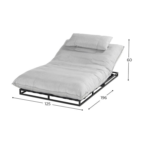 Lettino da giardino imbottito in metallo grigio chiaro Emma - Hartman-image-2