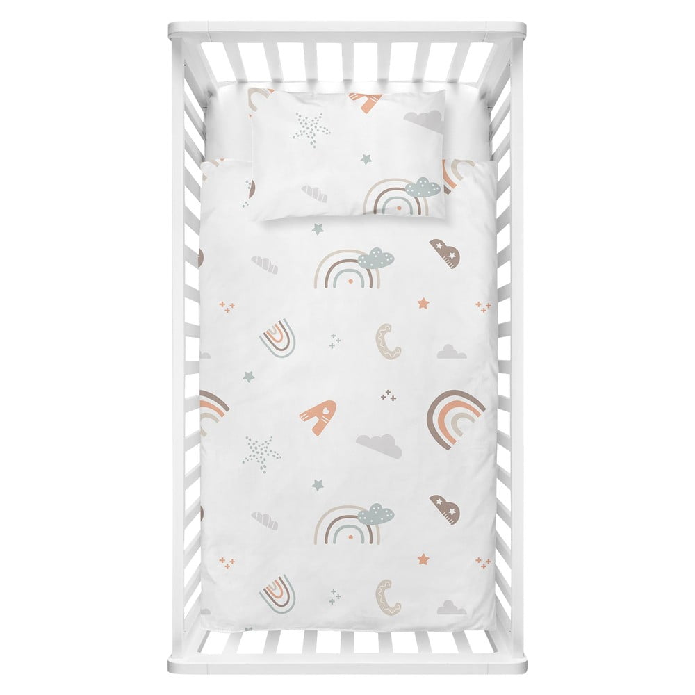 Set copripiumino e federa da bambini bianco in cotone renforcé per culla 100x150 cm Abc – Mijolnir | Biancheria da letto per bambini