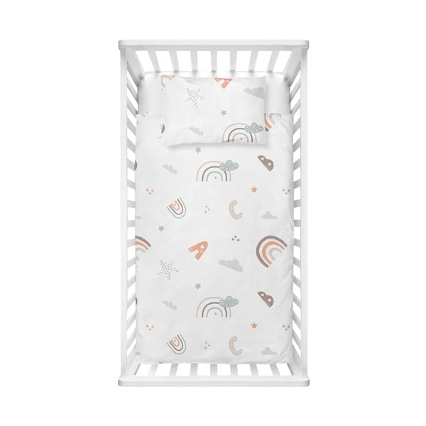 Set copripiumino e federa da bambini bianco in cotone renforcé per culla 100x150 cm Abc – Mijolnir