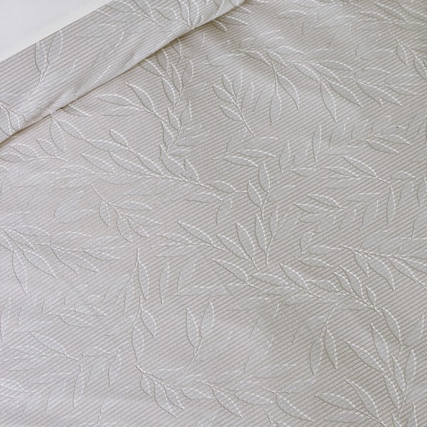 Set copripiumino e federa greige in jacquard per letto matrimoniale 200x200 cm Corded Leaves – Catherine Lansfield-image-3
