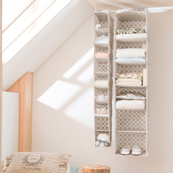 Organizzatore pensile beige con 6 scomparti, larghezza 30 cm - Compactor-image-1