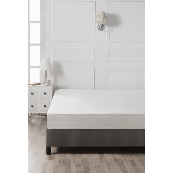 Lenzuolo bianco in cotone elasticizzato 160x200 cm - Mijolnir-image-2