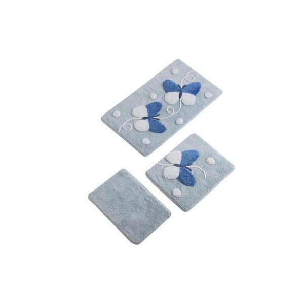 tappetini da bagno blu chiaro in set da 3 100x60 cm - Foutastic