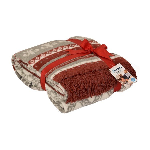 Scialle natalizio rosso e grigio in misto cotone , 180 x 220 cm Mistic - Armada