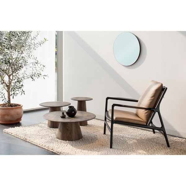 Tavolino da salotto rotondo marrone in rovere massiccio ø 80 cm Mushroom – Gazzda-image-1