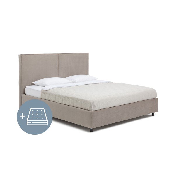 Letto matrimoniale imbottito grigio tortora con contenitore con materasso incluso/con rete inclusa 160x200 cm Myra Bold – Bonami Selection