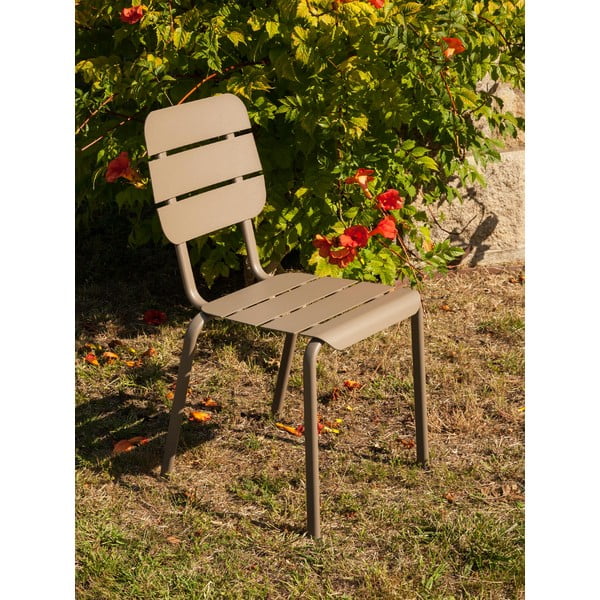 Set di 4 sedie da giardino in metallo marrone-beige Alicante - Ezeis-image-1