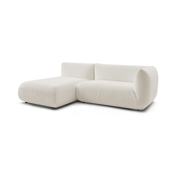 Divano angolare in velluto a coste bianco (angolo sinistro) Lecomte - Bobochic Paris-image-3