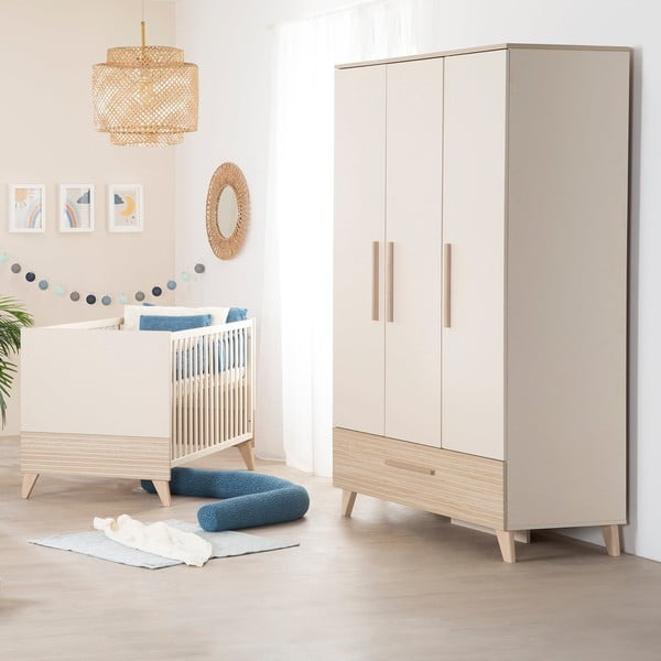 Armadio per bambini color crema/di colore naturale con effetto rovere 118x190x52 cm Sidney – Roba-image-1
