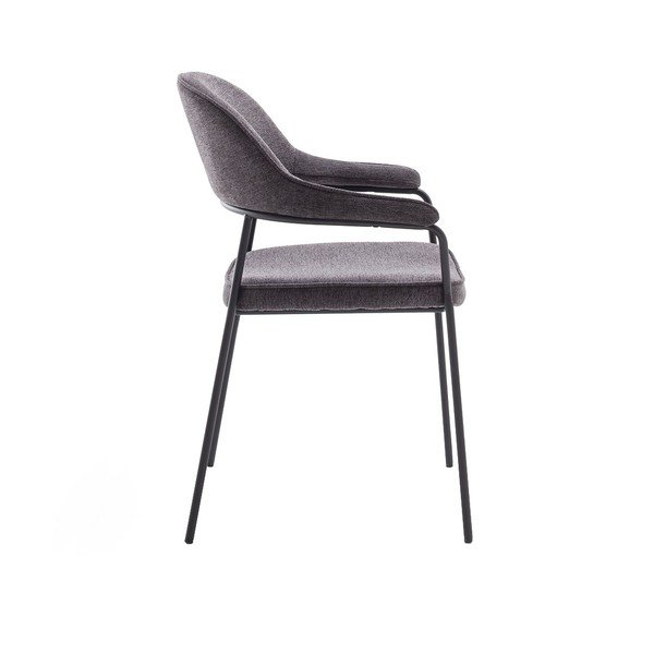 Sedia da pranzo grigio scuro con braccioli Kindersley – Unique Furniture-image-2
