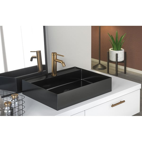 Lavabo nero in acciaio inox 55x42 cm Aurum – Sapho-image-2