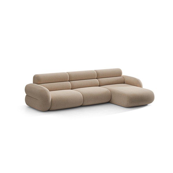 Divano angolare beige (con penisola a destra/con chaise lounge) con rivestimento in ciniglia Neo – Micadoni 