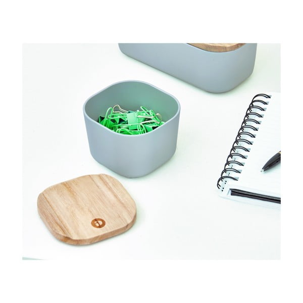 Scatola grigia con coperchio in legno di paulownia , 9 x 9 cm Eco - iDesign-image-4