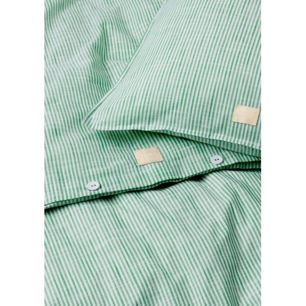 Biancheria da letto matrimoniale in cotone biologico bianco e verde 200x220 cm Monochrome Lines - JUNA-image-2