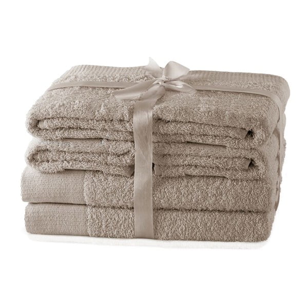 Asciugamani e teli da bagno in spugna di cotone beige in un set di 6 pezzi Amari - AmeliaHome