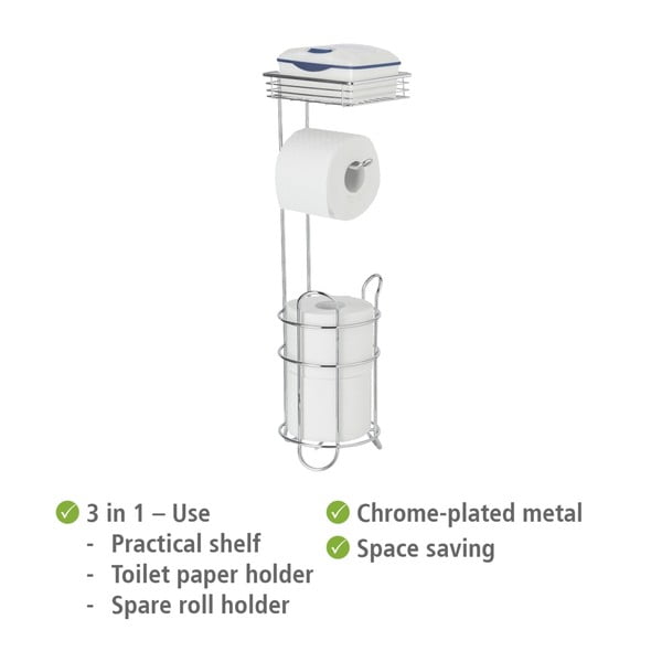 Porta carta igienica color argento lucido in acciaio cromato – Wenko-image-4