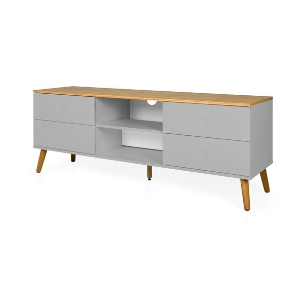Tavolo TV grigio con gambe in rovere, larghezza 162 cm Dot - Tenzo-image-3