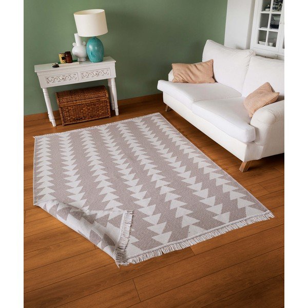 Tappeto in cotone bianco e beige , 60 x 100 cm Duo - Oyo home-image-2