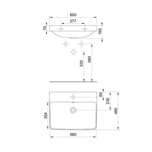 Lavabo bianco in ceramica 60x48 cm Neron – Sapho-image-3