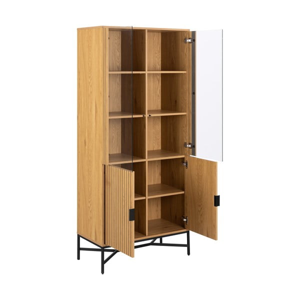 Vetrina in colore naturale con effetto rovere 80x180x40 cm Jaipur - Actona-image-3