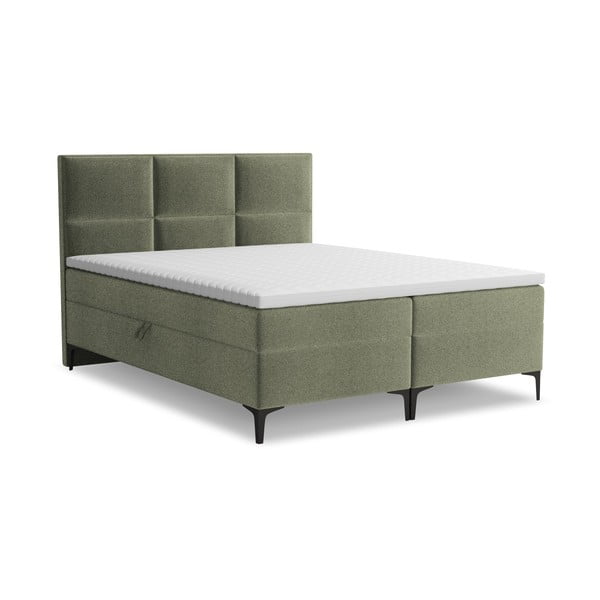 Letto boxspring verde con contenitore 140x200 cm Pakalana – Makamii
