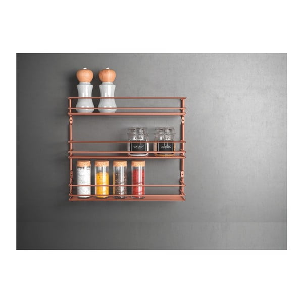 Portaspezie a parete con 3 ripiani in rame - Metaltex-image-1