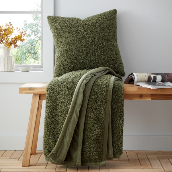 Coperta in micropile verde 130x170 cm Velvet Boucle - Catherine Lansfield-image-3