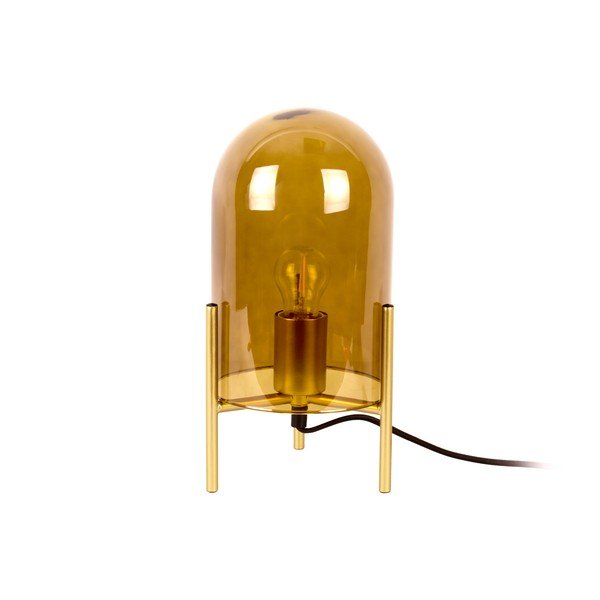 Lampada da tavolo Bell in vetro giallo senape, altezza 30 cm - Leitmotiv-image-2