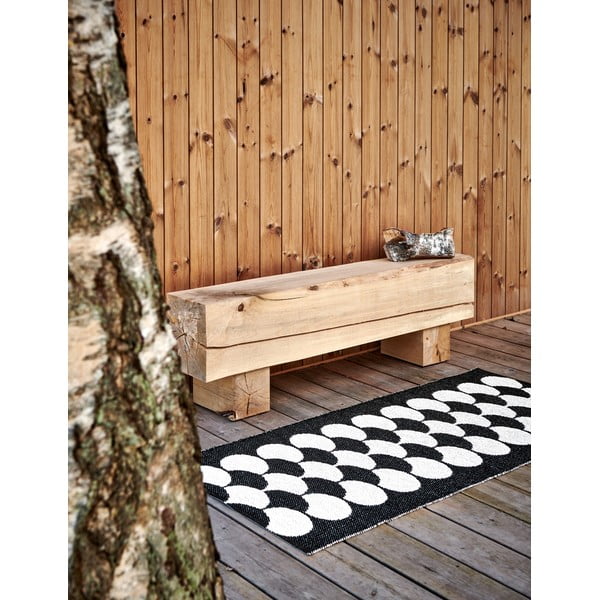 Passatoia da interno/esterno nera/color crema 70x250 cm Poppy Black Vanilla – Pappelina-image-3