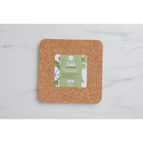Set di 2 tappetini in sughero per pentole, 20 x 20 cm - T&G Woodware-image-1