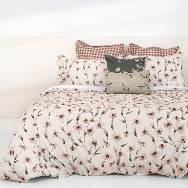 Copripiumino beige in cotone per letto singolo 140x200 cm Tinny bloom - Happy Friday