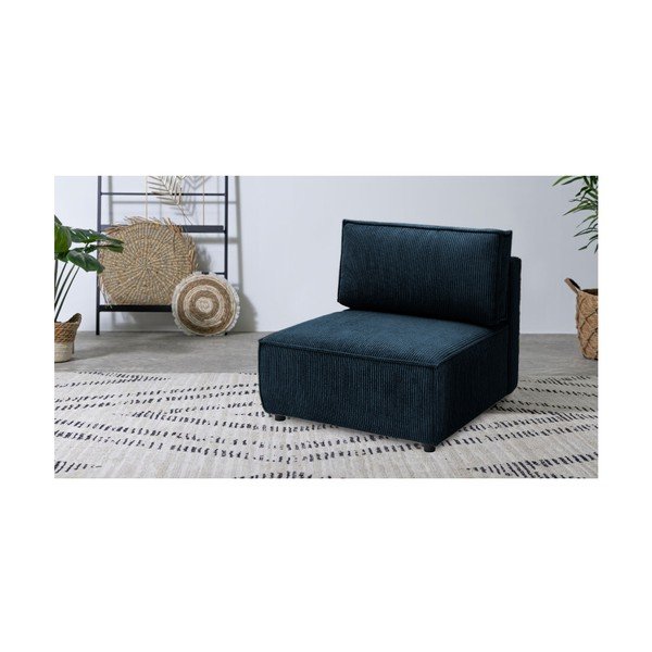 Modulo divano in velluto a coste blu scuro, pezzo centrale Nihad modular - Bobochic Paris-image-1