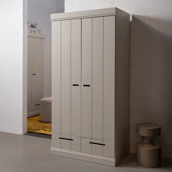 Armadio greige in pino massiccio 94x195x53 cm Connect – WOOOD-image-1