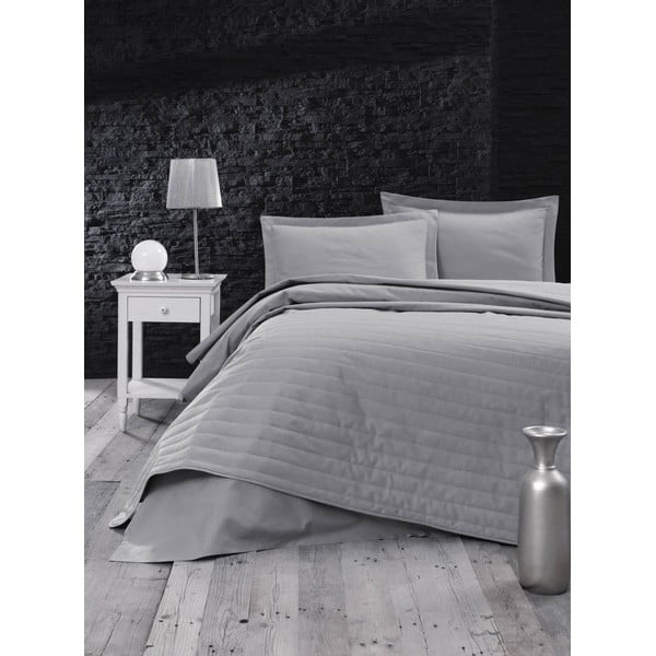 Copriletto trapuntato grigio per letto matrimoniale 220x240 cm Monart - Mijolnir