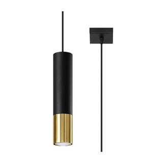 Lampada a sospensione con paralume in metallo di colore nero-oro 8x8 cm Longbot - Nice Lamps