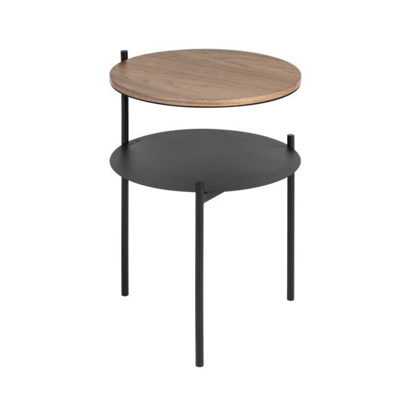 Comodino nero/colore naturale scuro con piano effetto noce Tu – noo.ma