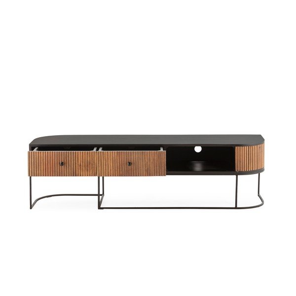 Mobile TV di colore naturale in mango massiccio 160x45x40 cm Curve – MOME-image-4