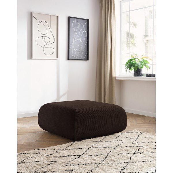 Pouf in velluto a coste marrone scuro Lecomte - Bobochic Paris-image-4