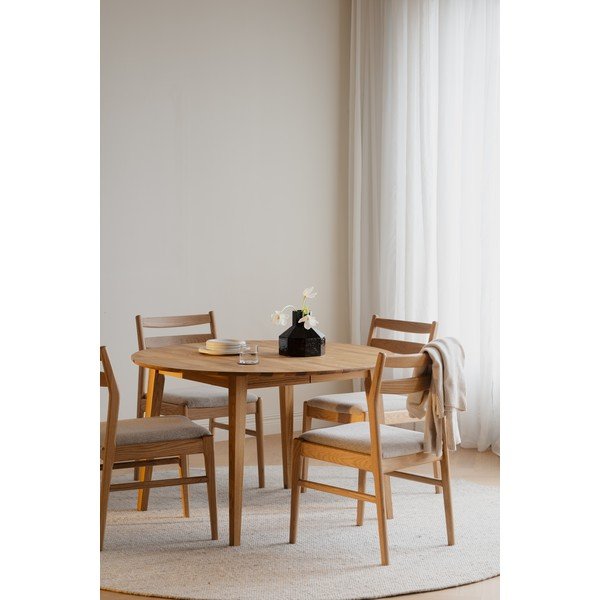 Sedia da pranzo color crema/di colore naturale in rovere massiccio Kerwin – Rowico-image-2