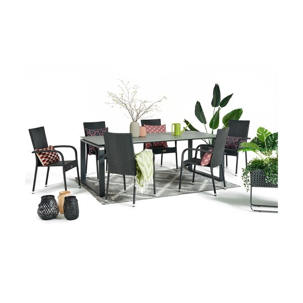 Set da pranzo da giardino per 6 persone con sedia nera Paris e tavolo Strong, 100 x 210 cm Strong & Paris - Bonami Selection-image-4