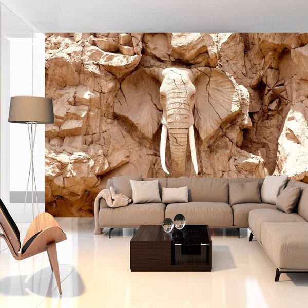 Carta da parati di grande formato, 200 x 140 cm Stone Elephant - Artgeist-image-1