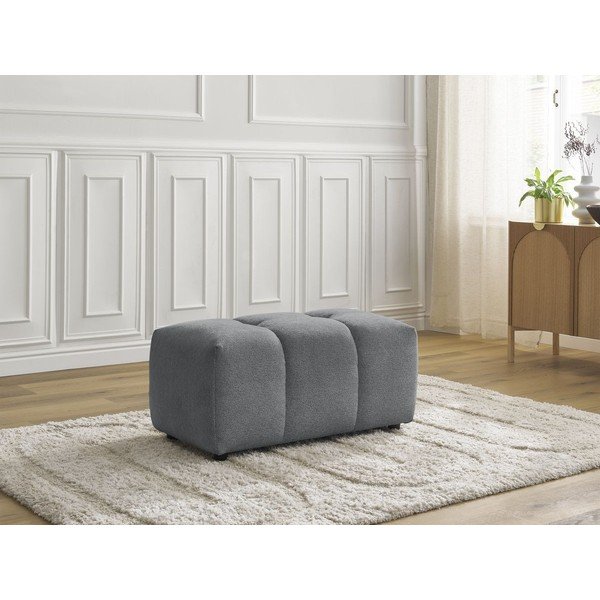 Poggiapiedi grigio con rivestimento in ciniglia Roxelane – Bobochic Paris-image-1