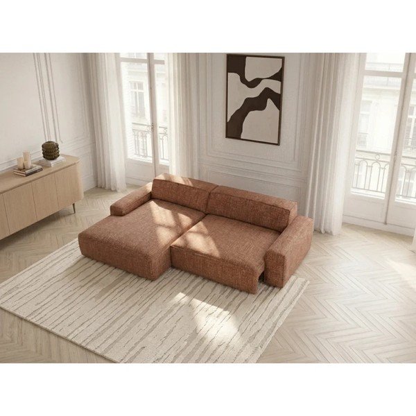 Divano angolare arancione allungabile/con movimento relax elettrico (con penisola a sinistra) Abel – Bobochic Paris-image-3