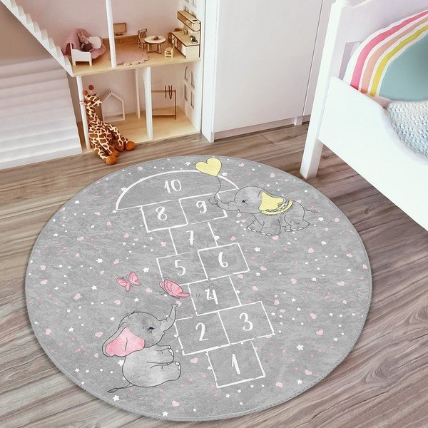 Tappeto grigio per bambini ø 80 cm Comfort - Mila Home-image-3